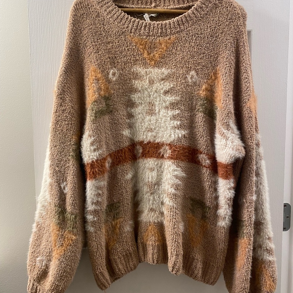Cozy Tan Patterned Sweater